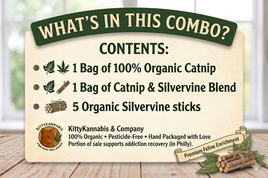 Image explaining what's in our picky cat catnip combo