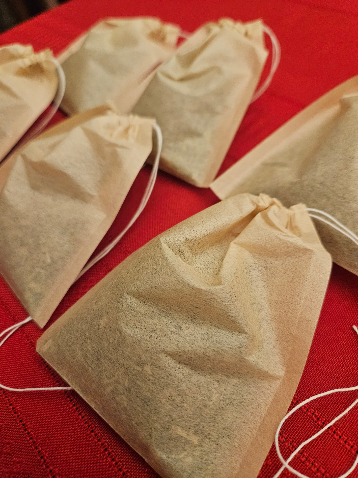 Close up of our catnip tea bags/ mess free toy refills